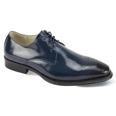 Giovanni Owen Lace Up Perforated Leather Oxford in Blue #color_ Blue