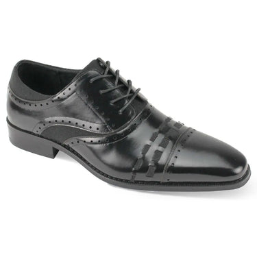 Giovanni Preston Genuine Leather Oxford Dress Shoes in Black #color_ Black