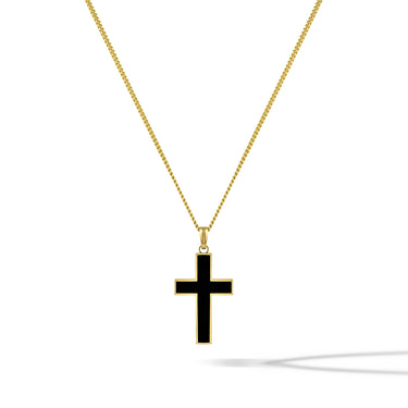 Stone Cross (Large) - 14K Gold Onyx