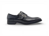 Carrucci Shoes Double Monk Strap Leather Loafer in Black