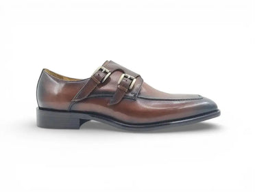 Carrucci Shoes Double Monk Strap Leather Loafer in Whisky