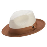Montique Malik Straw Color Block Fedora in Cognac