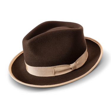 Montique Cornerstone Pinch Front Wool Fedora in Brown