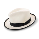 Montique Cornerstone Pinch Front Wool Fedora in White