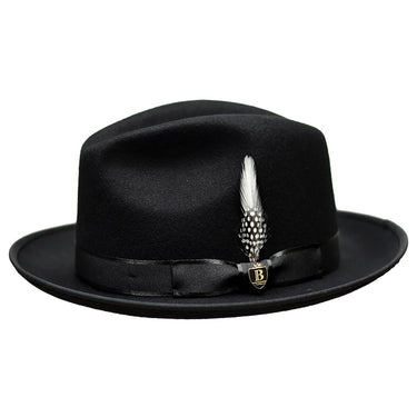 Bruno Capelo Hi Boi High Crown Wool Fedora in Black