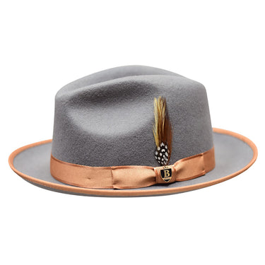 Bruno Capelo Hi Boi High Crown Wool Fedora in Graphite Grey Acorn