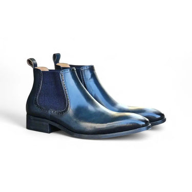 Hand Burnished Chelsea Boots in Navy