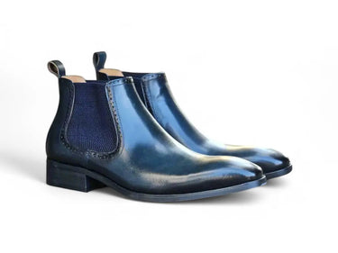 Hand Burnished Chelsea Boots in Navy