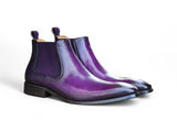 Hand Burnished Chelsea Boots in Purple