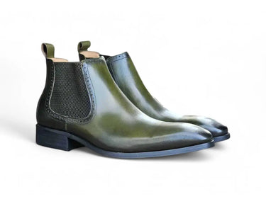 Hand Burnished Chelsea Boots in Olive