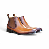 Hand Burnished Chelsea Boots in Cognac