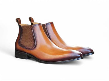 Hand Burnished Chelsea Boots in Cognac