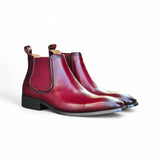 Hand Burnished Chelsea Boots in Red