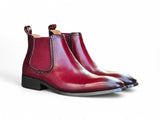 Hand Burnished Chelsea Boots in Red