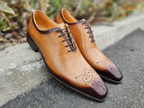 Carrucci Shoes Hand Burnished Wholecut Calf Oxford in Tan