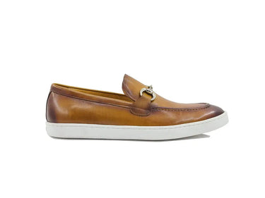 Horse Bit Fashion Leather Sneaker Loafer in Cognac