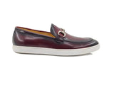 Horse Bit Fashion Leather Sneaker Loafer in Burgundy