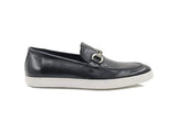 Horse Bit Fashion Leather Sneaker Loafer in Black