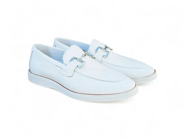 Carrucci Shoes Horsebit Loafer Sporty Sole Brown in White