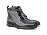 Hudson Wingtip Boot Lug Sole in Black