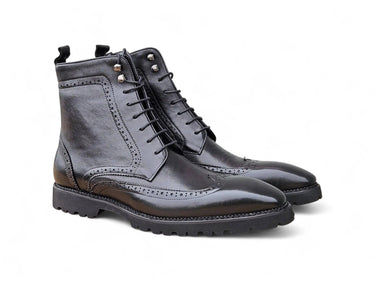 Hudson Wingtip Boot Lug Sole in Black