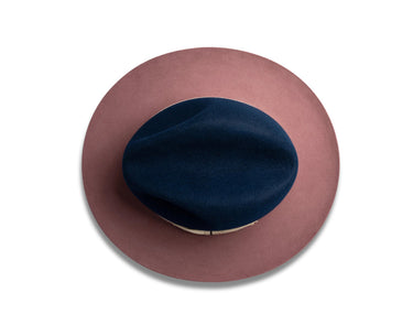 Bellissimo El Capo Two Tone in Sapphire Blue and Antique Rose Fur Felt Fedora