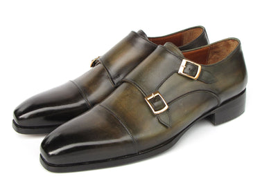 Paul Parkman Men's Goodyear Welted Double Monkstrap Shoes Green