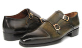 Paul Parkman Men's Goodyear Welted Double Monkstrap Shoes Green