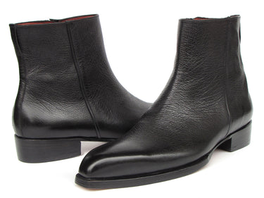 Paul Parkman Men's Black Floater Leather Side Zipper Boots