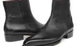 Paul Parkman Men's Black Floater Leather Side Zipper Boots