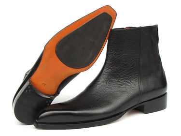 Paul Parkman Men's Black Floater Leather Side Zipper Boots
