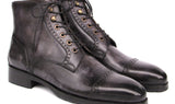Paul Parkman Men's Gray & Black Hand-Painted Cap Toe Boots