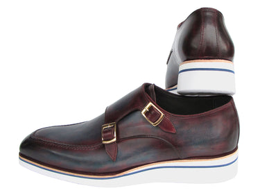 Paul Parkman Men's Smart Casual Monkstraps Blue & Bordeaux Patina