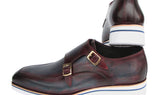 Paul Parkman Men's Smart Casual Monkstraps Blue & Bordeaux Patina