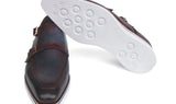 Paul Parkman Men's Smart Casual Monkstraps Blue & Bordeaux Patina