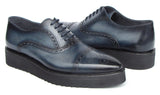 Paul Parkman Men's Smart Casual Cap Toe Oxford Shoes Navy Leather