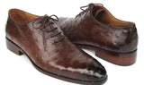 Paul Parkman Men's Brown Genuine Ostrich Oxford Shoes