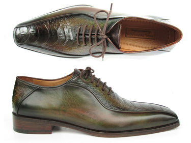 Paul Parkman Green Genuine Ostrich Leg Bicycle Toe Oxfords