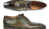 Paul Parkman Green Genuine Ostrich Leg Bicycle Toe Oxfords