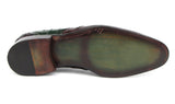 Paul Parkman Men's Green Ostrich & Brown Leather Derby Shoes