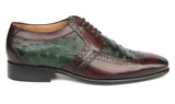 Paul Parkman Men's Green Ostrich & Brown Leather Derby Shoes