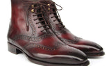 Paul Parkman Men's Bordeaux Burnished Leather Goodyear Welted Wingtip Boots