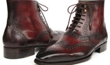 Paul Parkman Men's Bordeaux Burnished Leather Goodyear Welted Wingtip Boots