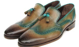Paul Parkman Men's Tassel Loafers Olive & Green Patina