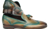 Paul Parkman Men's Tassel Loafers Olive & Green Patina
