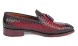 Paul Parkman Men's Woven Leather Tassel Loafers Burgundy