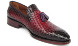 Paul Parkman Men's Woven Leather Tassel Loafers Burgundy