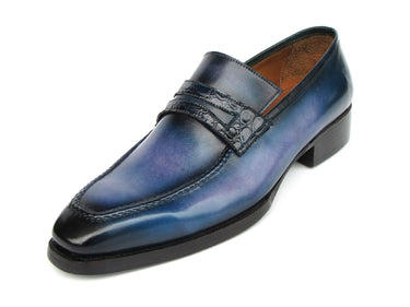 Paul Parkman Men's Blue Patina Handmade Loafers