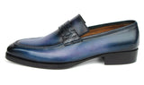 Paul Parkman Men's Blue Patina Handmade Loafers