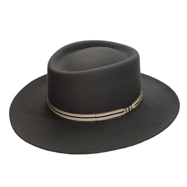 Fernandez y Roche Dallas Ribbon in Grey Wool Gambler Hat Made in Spain in Grey